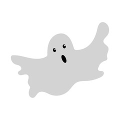 cute monster with emotions autumn holiday halloween spooky spirit flying ghost poster or banner vector illustration