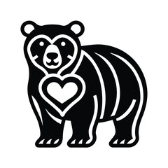bear icon monoline heart vector art