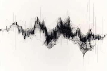 Abstract Black and White Data Visualization Waveform Stock Market Chart