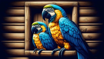 Fototapeta premium blue and yellow macaw