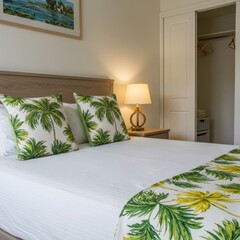 Interior of a modern bedroom with bed