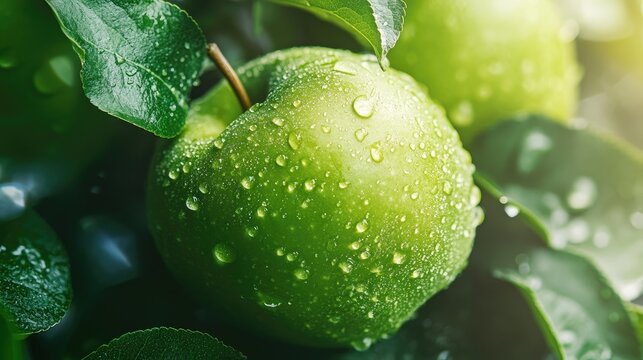 green apple isolated on clean white background,