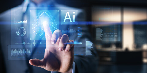 Artificial Intelligence and Data Analysis Displayed on a Virtual Interface.