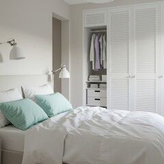 Interior of a modern bedroom with bed