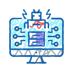 ai powered attacks icon doodle illustration