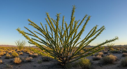 Ocotillo Plant in Desert Sunlight