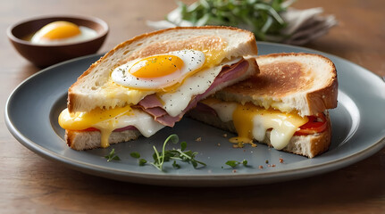 Croque Madame Sandwich Delicious Gourmet Breakfast Sandwich Recipe with Egg, Cheese & Ham - Perfect Brunch Ideas
