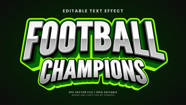 Football champions 3d editable text effect sport style