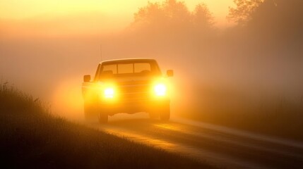 Obraz premium Foggy Sunrise Drive