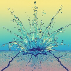 Naklejka premium Water Splash Explosion on Cracked Surface