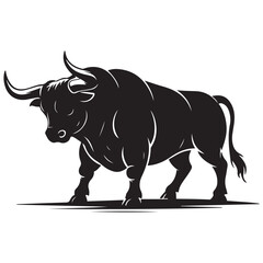 Fototapeta premium linear paint draw bull Vector Black silhouettes. with white background