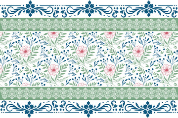 outline floral pattern. border embroidery sketch. seamless botanical repeat. one line texture artwork. hand drawn petal design. textile minimal elements

