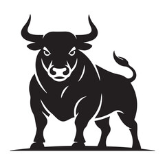 linear paint draw bull Vector Black silhouettes. with white background