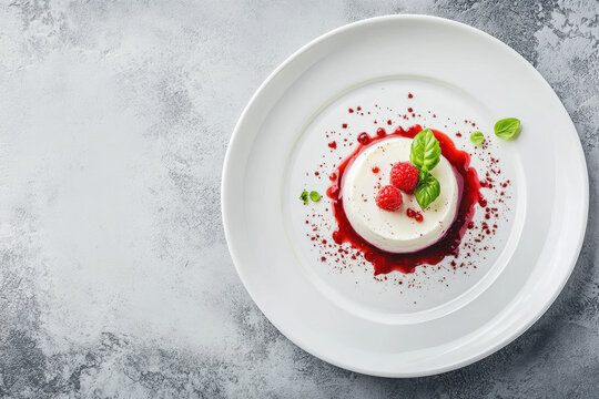 White plate with dessert.