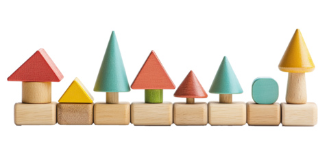 handcrafted wooden toy with eco-friendly design isolated on white transparent background