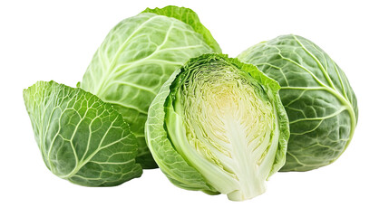Fototapeta premium Fresh green cabbage isolated on white transparent background