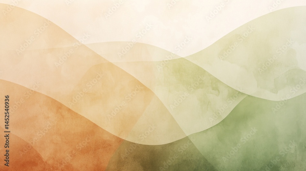 Aufkleber This artwork showcases a series of flowing abstract shapes in green and brown tones. The soft transitions and overlapping layers create a harmonious visual experience, inviting contemplation
