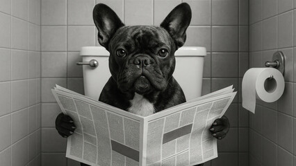 French bulldog reading newspaper humor