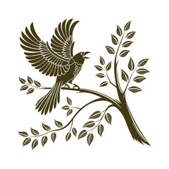 vector illustration of a bird with tree