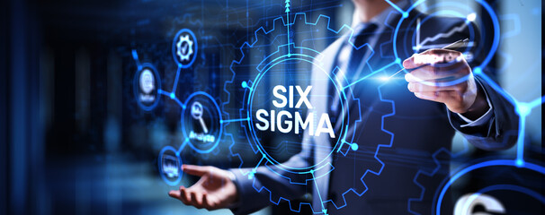 Six sigma DMAIC Industrial innovation technology quality control business concept.