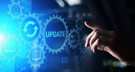 Update System Upgrade Software version technology concept on virtual screen.