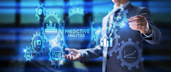 Predictive analytics business intelligence technology concept on screen.