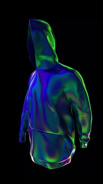 Stylized Neon Hoodie Silhouette with Futuristic Glow on Black Background