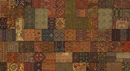 Patchwork Rug with Vintage Oriental Patterns