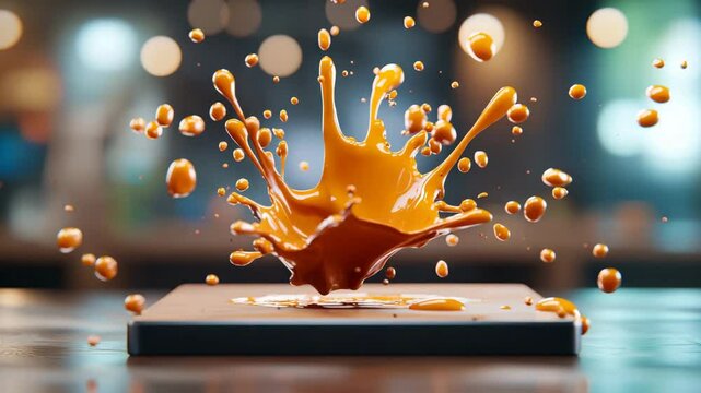 Dynamic Splash of Orange Liquid Captured in Crisp Detail