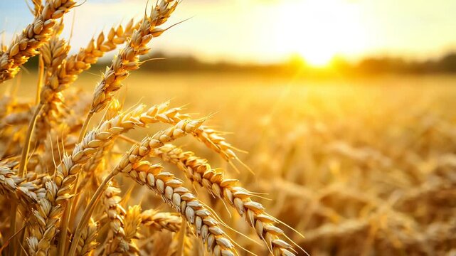 Golden Wheat Field at Sunrise Capturing Nature's Bounty and Beauty