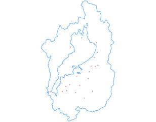 滋賀県　地図　白　斑点　イラスト