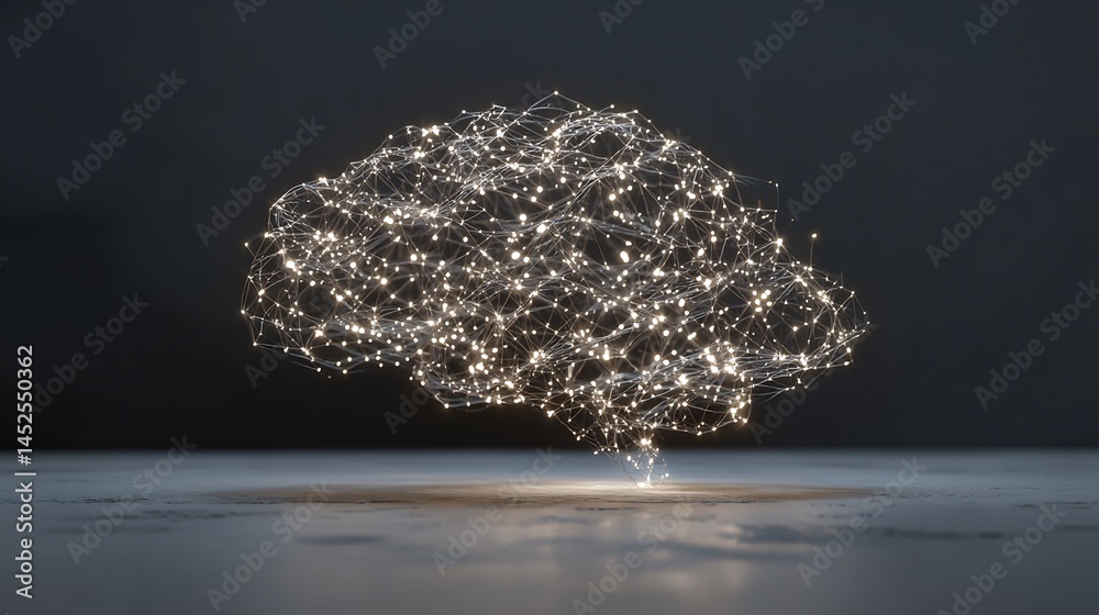 Poster neural network brain conceptualization connecting with digital intelligence