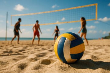 Beach volleyball fun in sun