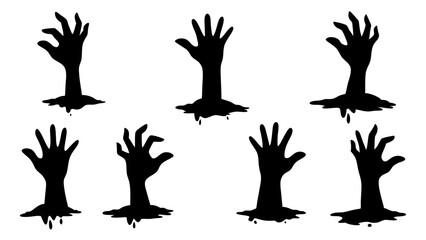 Fototapeta premium set of halloween zombie hands silhouette vector