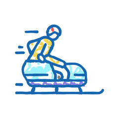 Naklejka premium bobsled handicapped athlete icon doodle illustration
