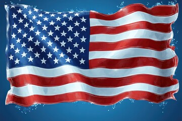 Fototapeta premium Graphic layout showcasing a waving flag symbolizing unity and pride of the United States