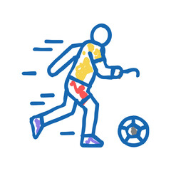 soccer football playing handicapped athlete icon doodle illustration