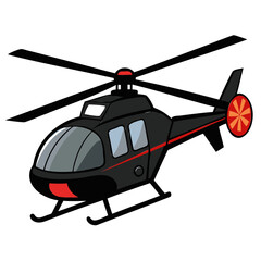 Black helicopter illustration aviation transport rotorcraft chopper flying machine air travel vehicle design isolated on transparent background