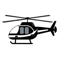 Black helicopter vector illustration for aviation and transportation design projects and graphics usage needs isolated on transparent background