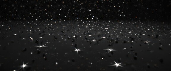 Diamond-like stars scattered on deep black velvet backdrop ,  cosmos,  deep space