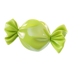 3d rendering icon green candy illustration PNG. cartoon minimal style candy on transparent isolated background.