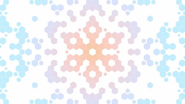 Algorithmic hexagonal tessellation with gradient symmetry and recursive structure 2D animation. Can be used in generative design projects, mathematical visualizations or decorative geometric backgroun
