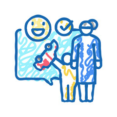 playing games babysitter and kid icon doodle illustration