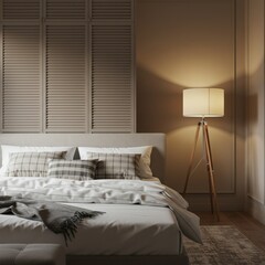 Interior of a modern bedroom with bed