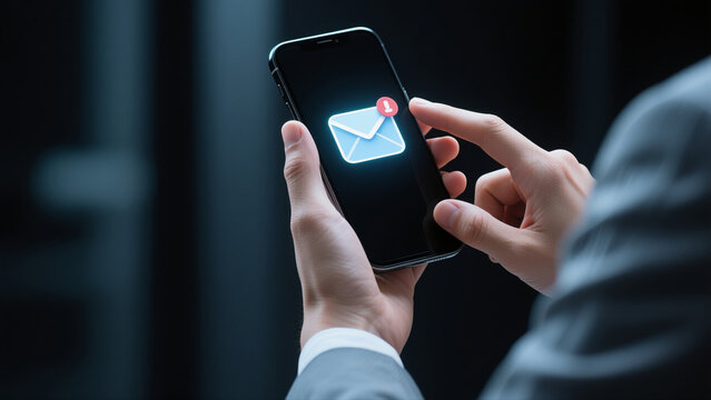 Businessman Checking Email Notification on Smartphone