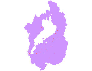 滋賀県　地図　紫　斑点　イラスト