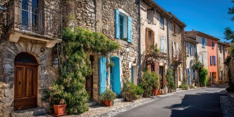 Fototapeta premium Charming Stone Street in a French Village