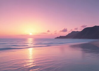 Obraz premium Fuzzy pastel sunset, pink blue yellow gradient, bright, hue, sunset