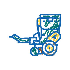 seed drill farmland machine icon doodle illustration