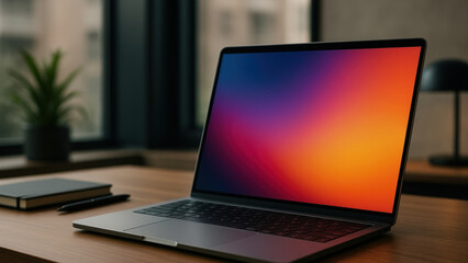 Modern laptop on wooden desk